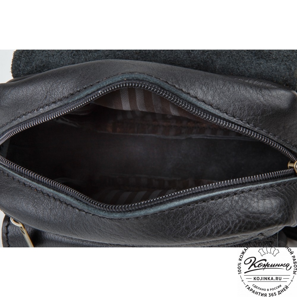 Кожаная сумка через плечо "Шерлок" (черная)